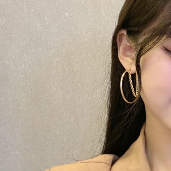 💙Minimalistic Chain Hoops Earrings - Picture 10 of 14